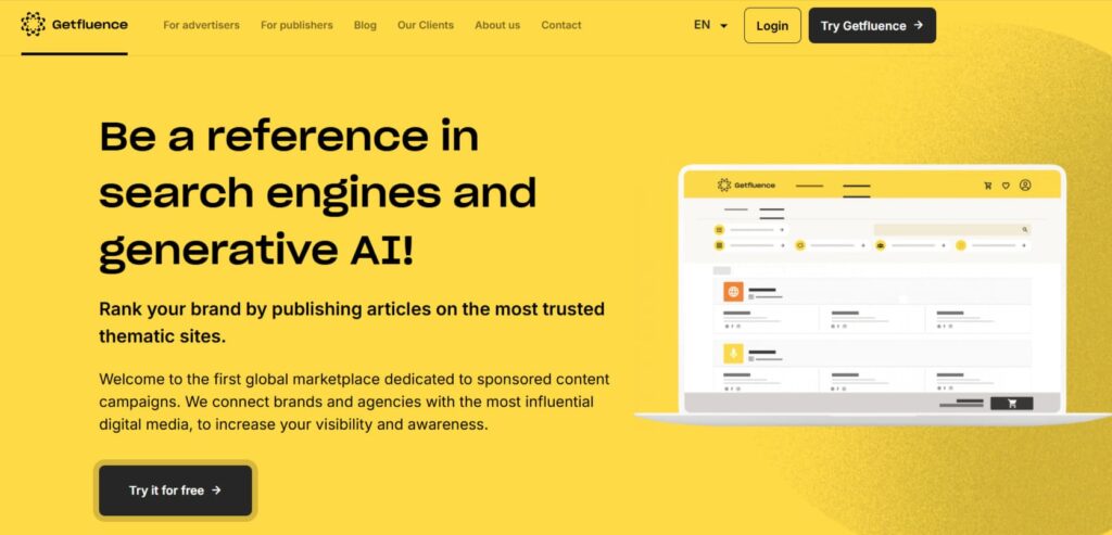 Getfluence guest post marketplace