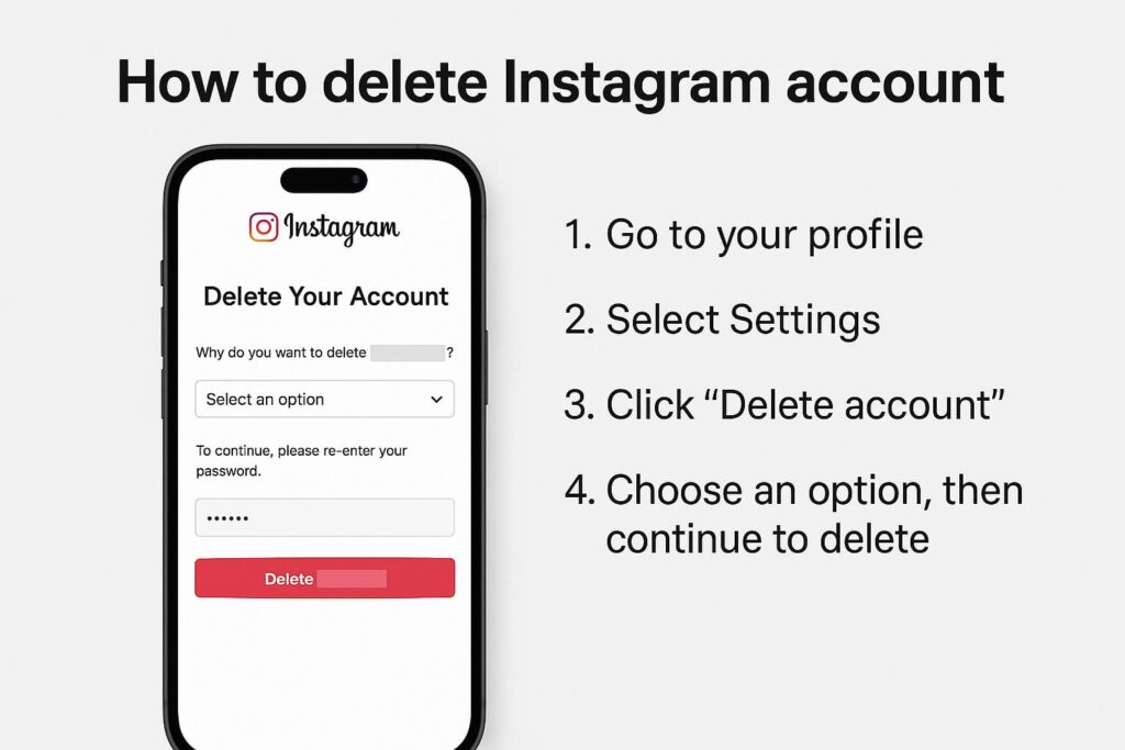how to delete instagram account