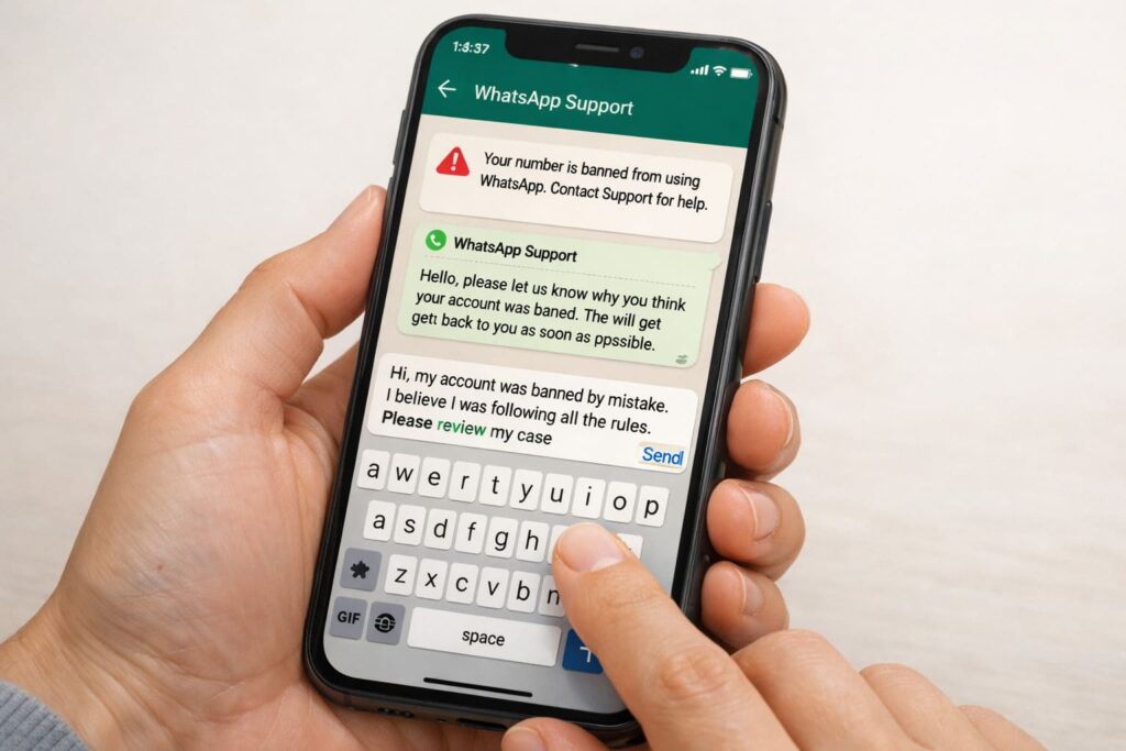 WhatsApp unban request message example