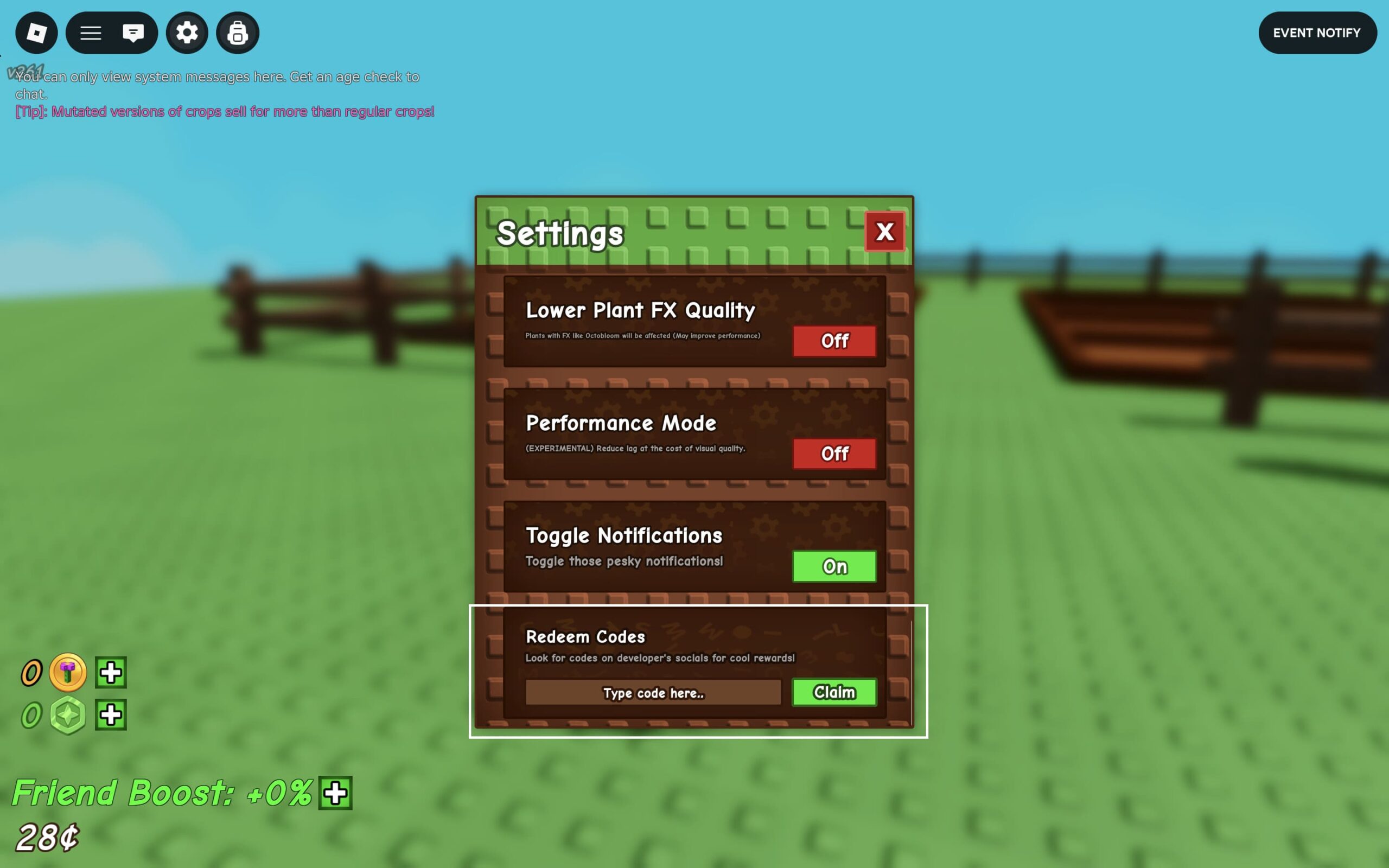 How to Redeem Grow a Garden Codes