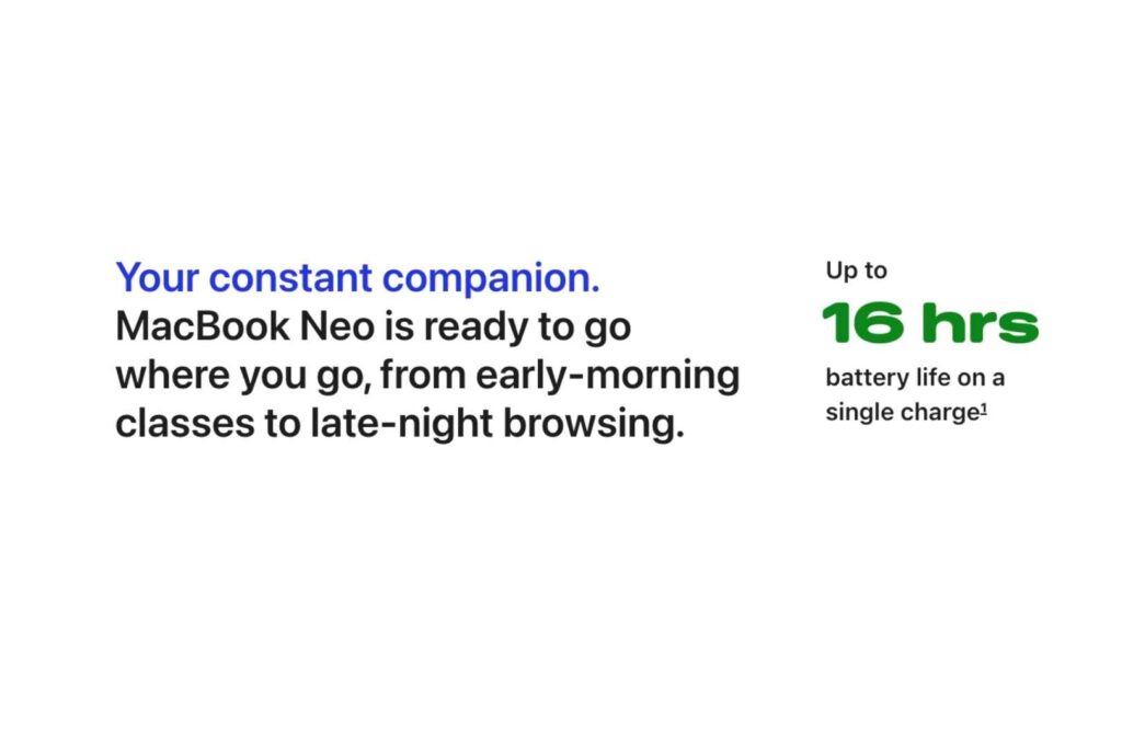 MacBook Neo vs MacBook Air Battery Life