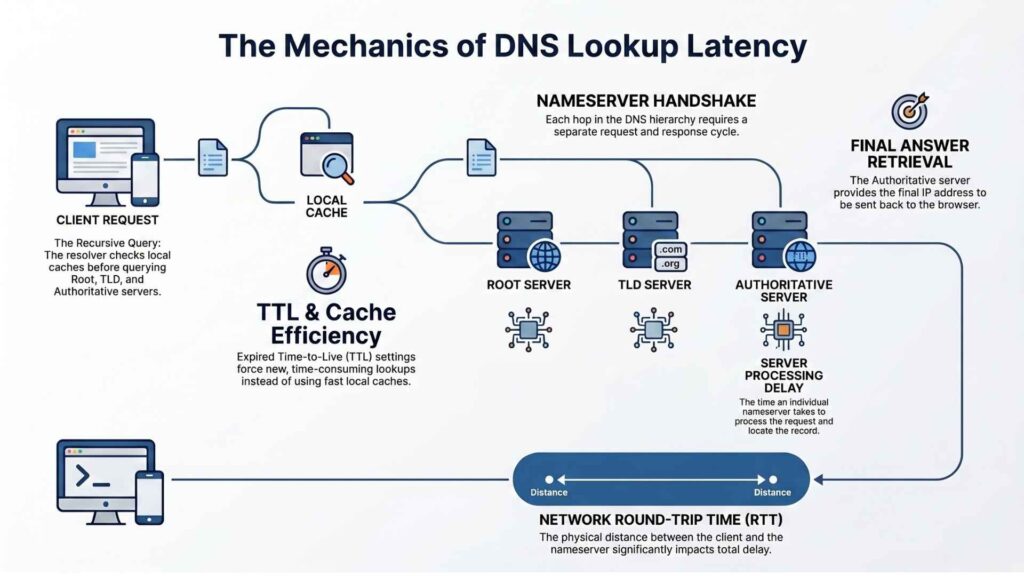 Factors involved in DNS lookup time