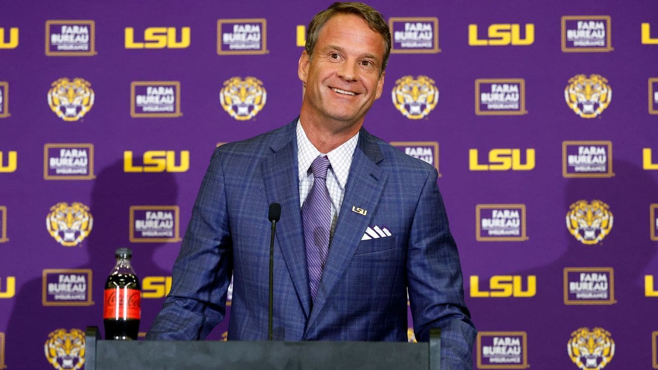 Lane Kiffin during a college football game after joining LSU from Ole Miss.