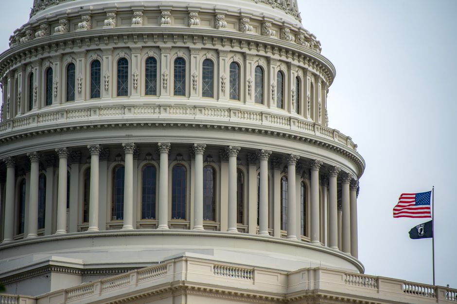 US Capitol building during a political press conference