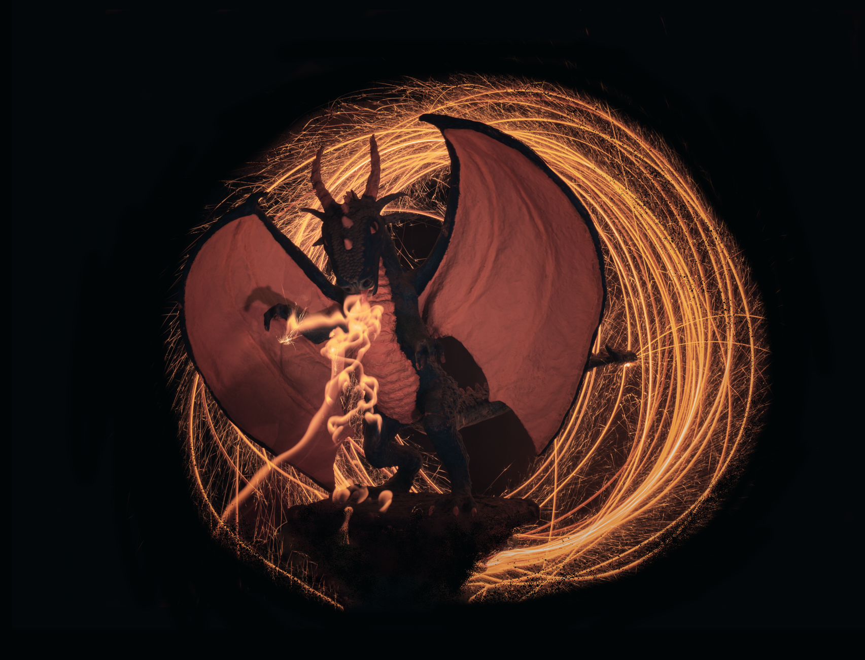 Fantasy dragon fire flying