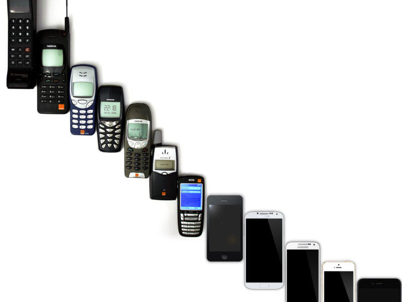 Mobile phone evolution from 1992 to 2014