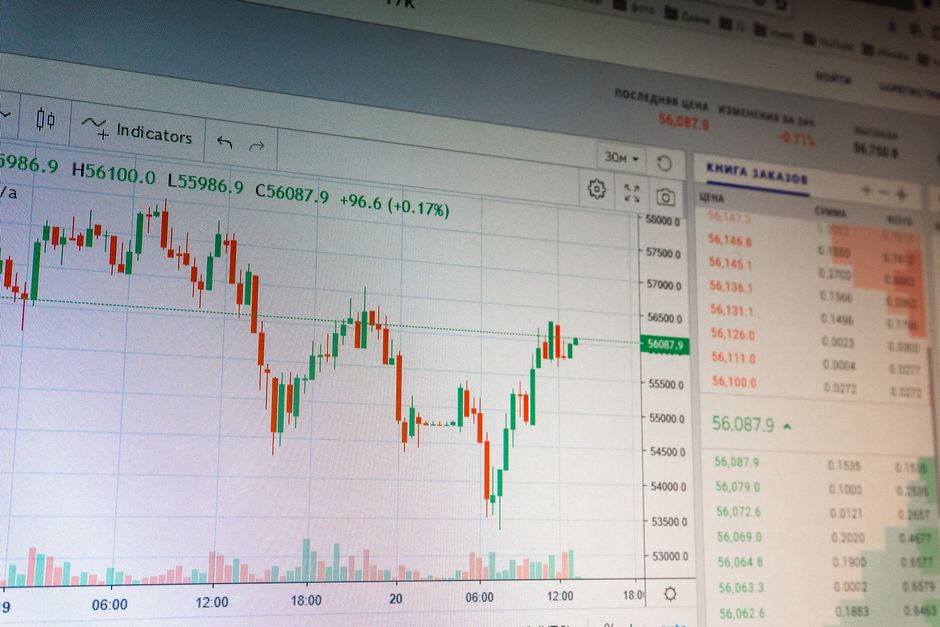 Oil price ticker board and trading floor