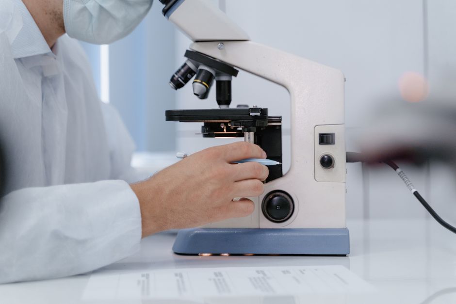 Medical researcher examining samples in a laboratory