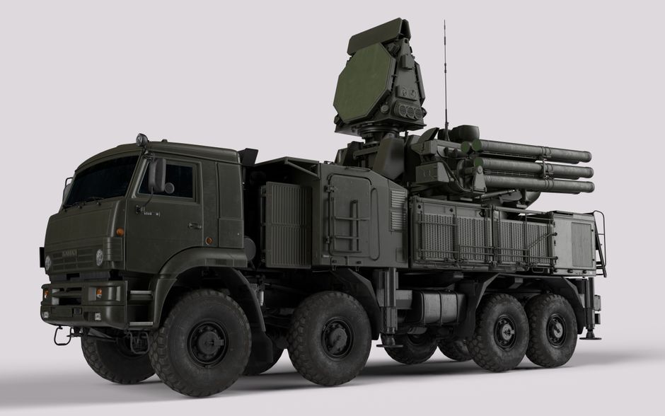 Russian military air defense system deployed against drone threats in an operational setting