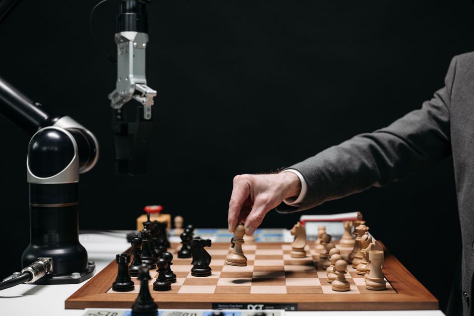 Business professionals competing for top talent in technology