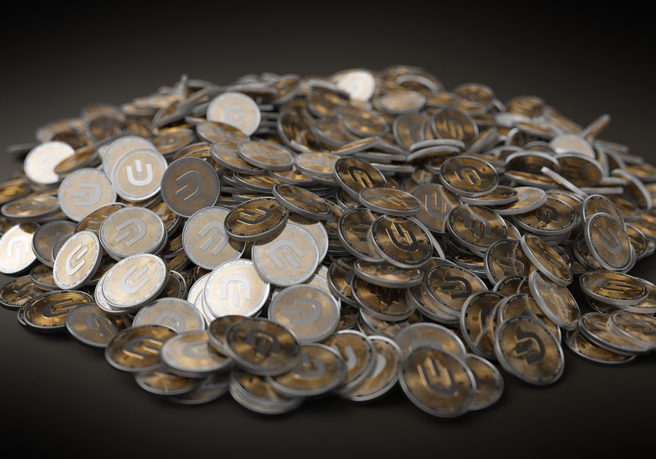 Digital cryptocurrency stablecoin USDC coins representing funding