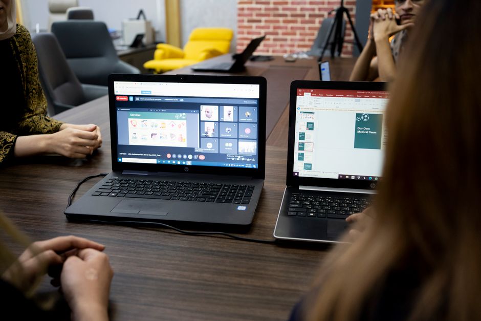 A laptop starting up