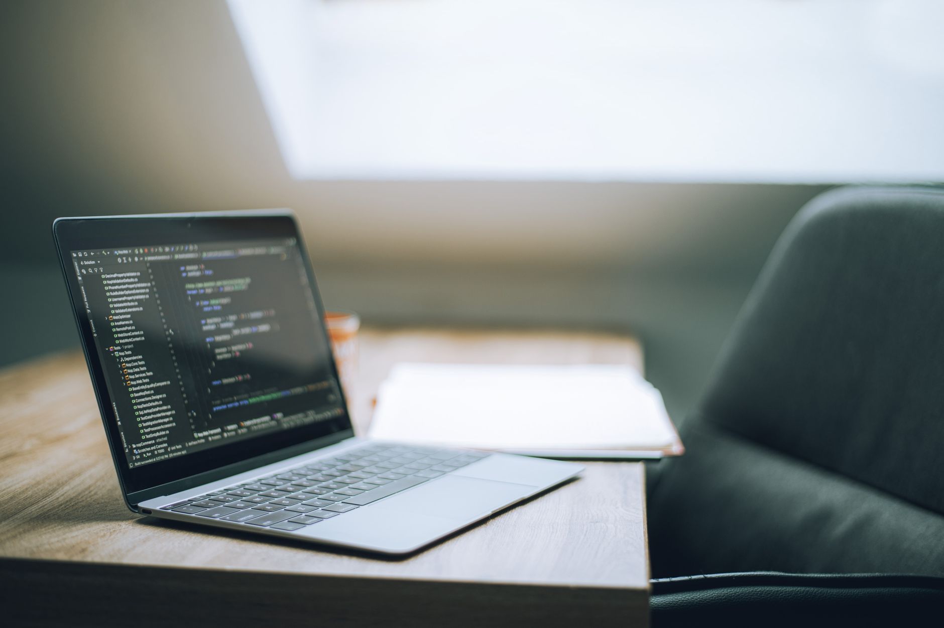 Clean minimal developer desk setup