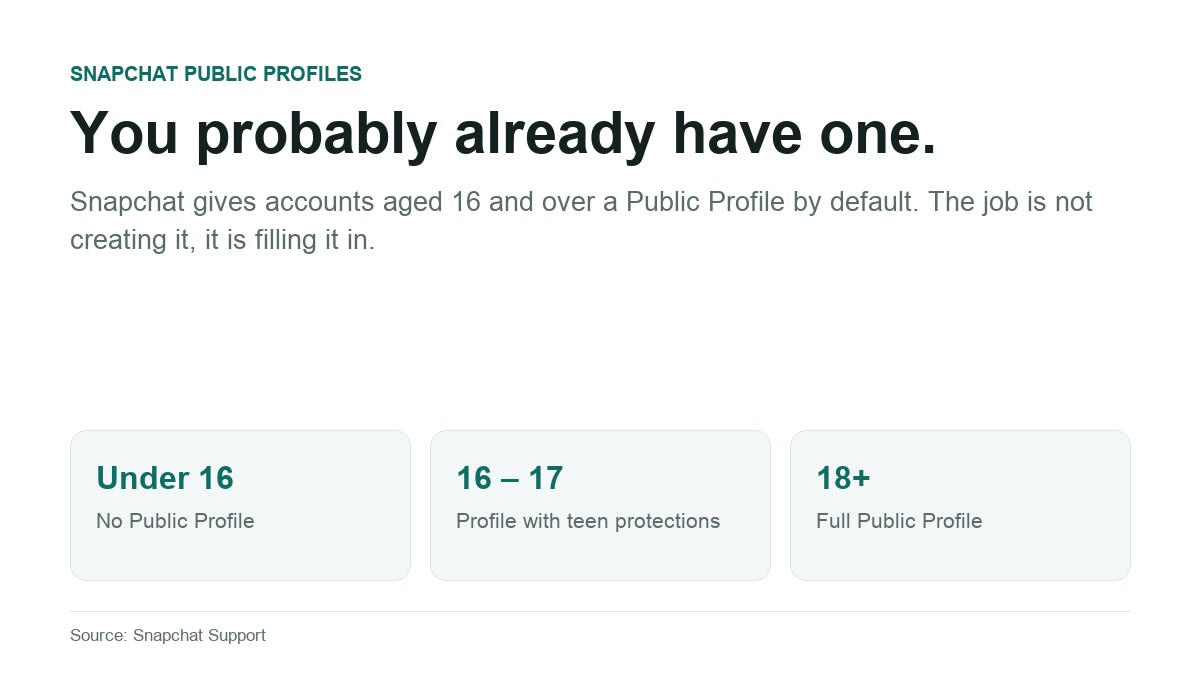 Diagram showing which Snapchat age groups get a Public Profile