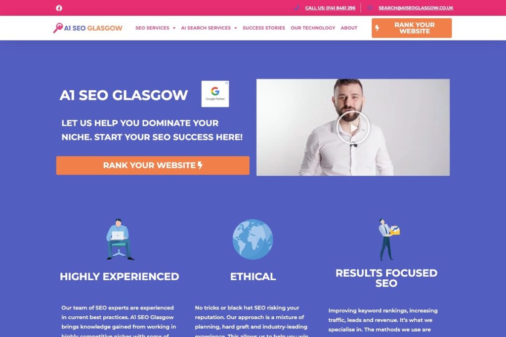 A1 SEO Glasgow homepage