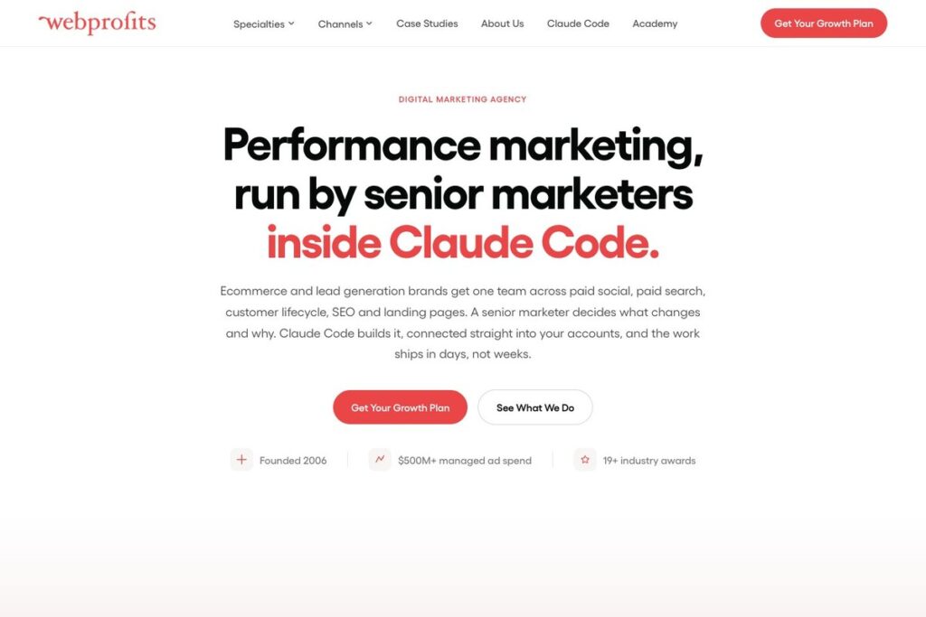 Webprofits homepage